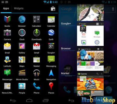 Ice Cream Sandwich Glavni Meni i Multitasking meni
