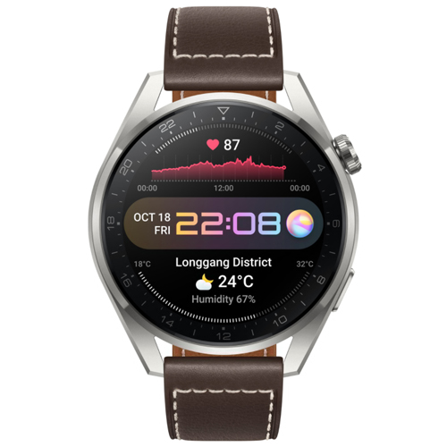 Huawei Watch 3 Pro 48mm Titanium Grey case with Leather Strap